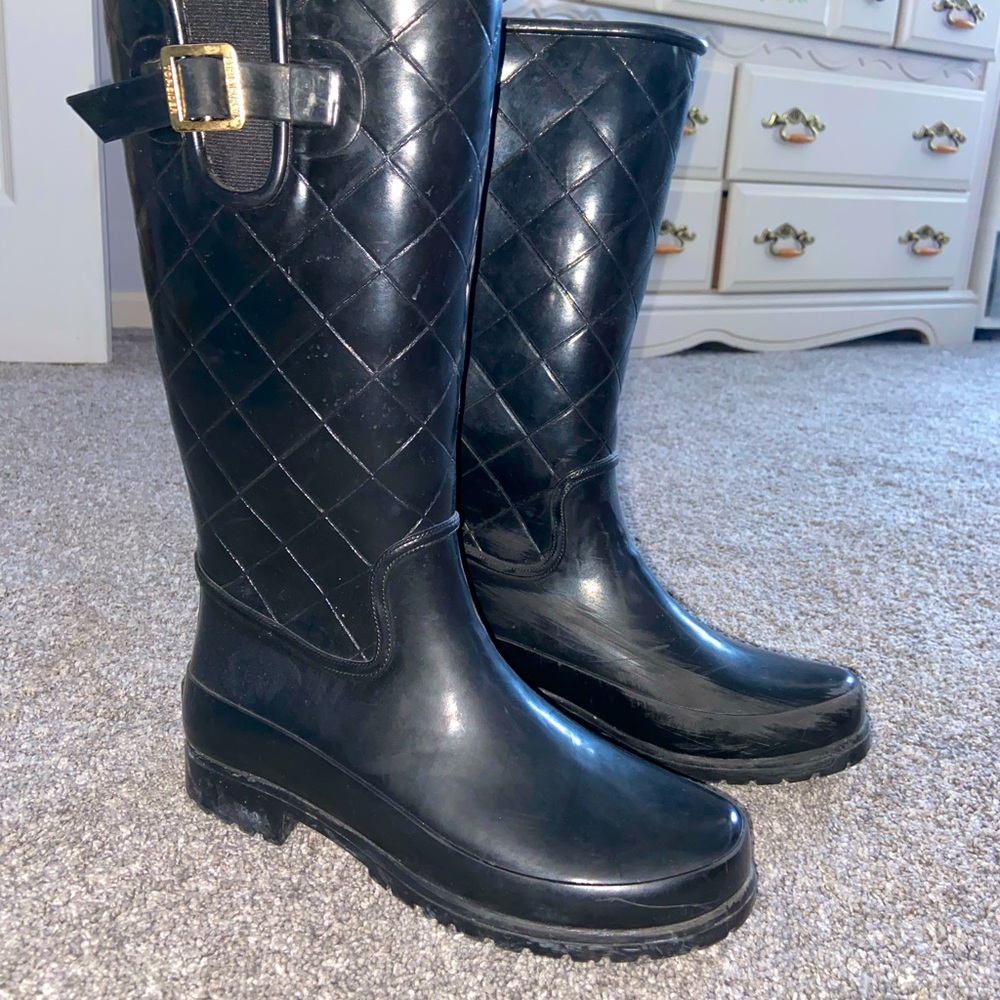 Sperry black leather rain boots